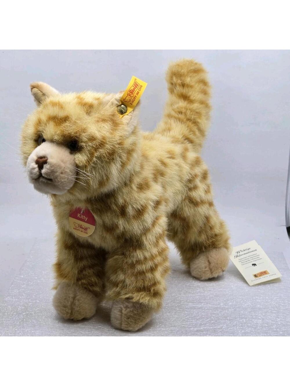 Steiff #099571 “Kitty” Orange Ginger Tabby Cat standing Made in Germany All Tags